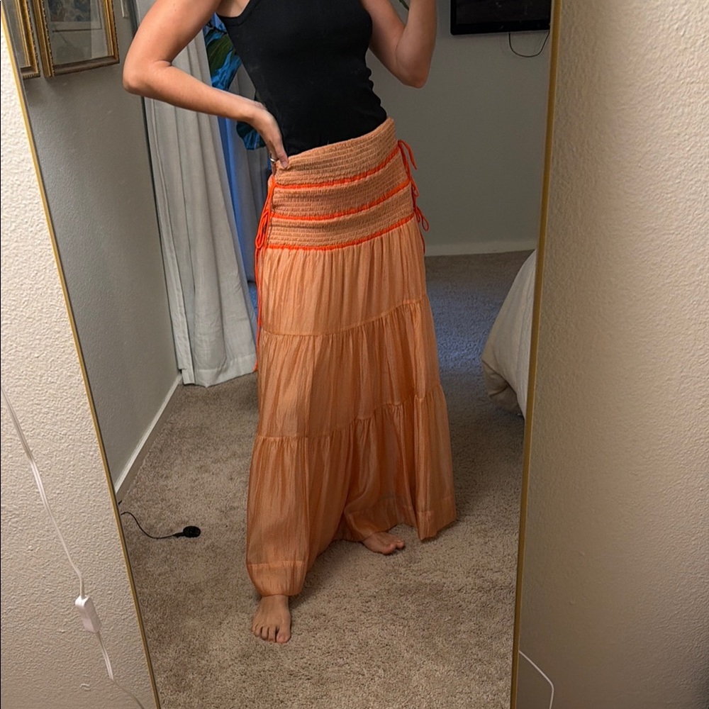 Women’s Tiered Orange Maxi Skirt